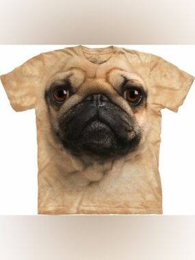 The Mountain Tee Big Pug Dog Face Graphic T-Shirt Size M